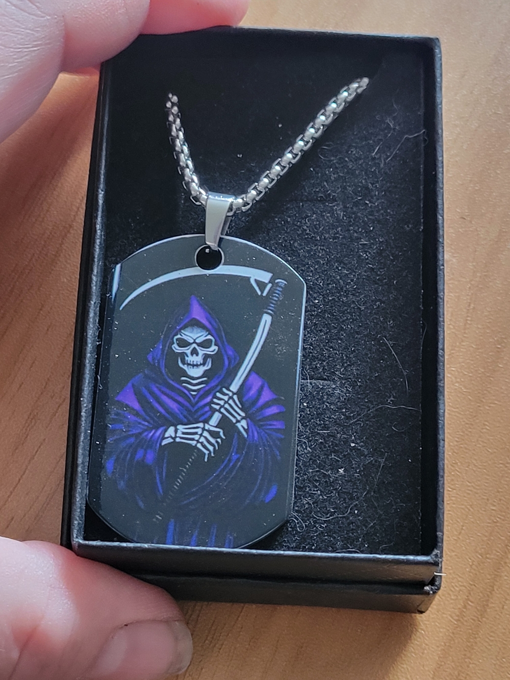 🧋NEW🧋Stainless Steel Double Sided Grim Reaper Dog Tag  Necklace